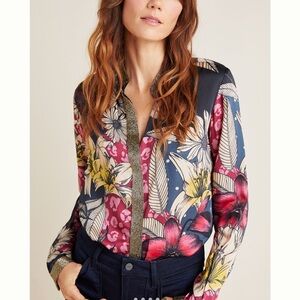 Pink Button Down Blouse with Dress Shirt Collar